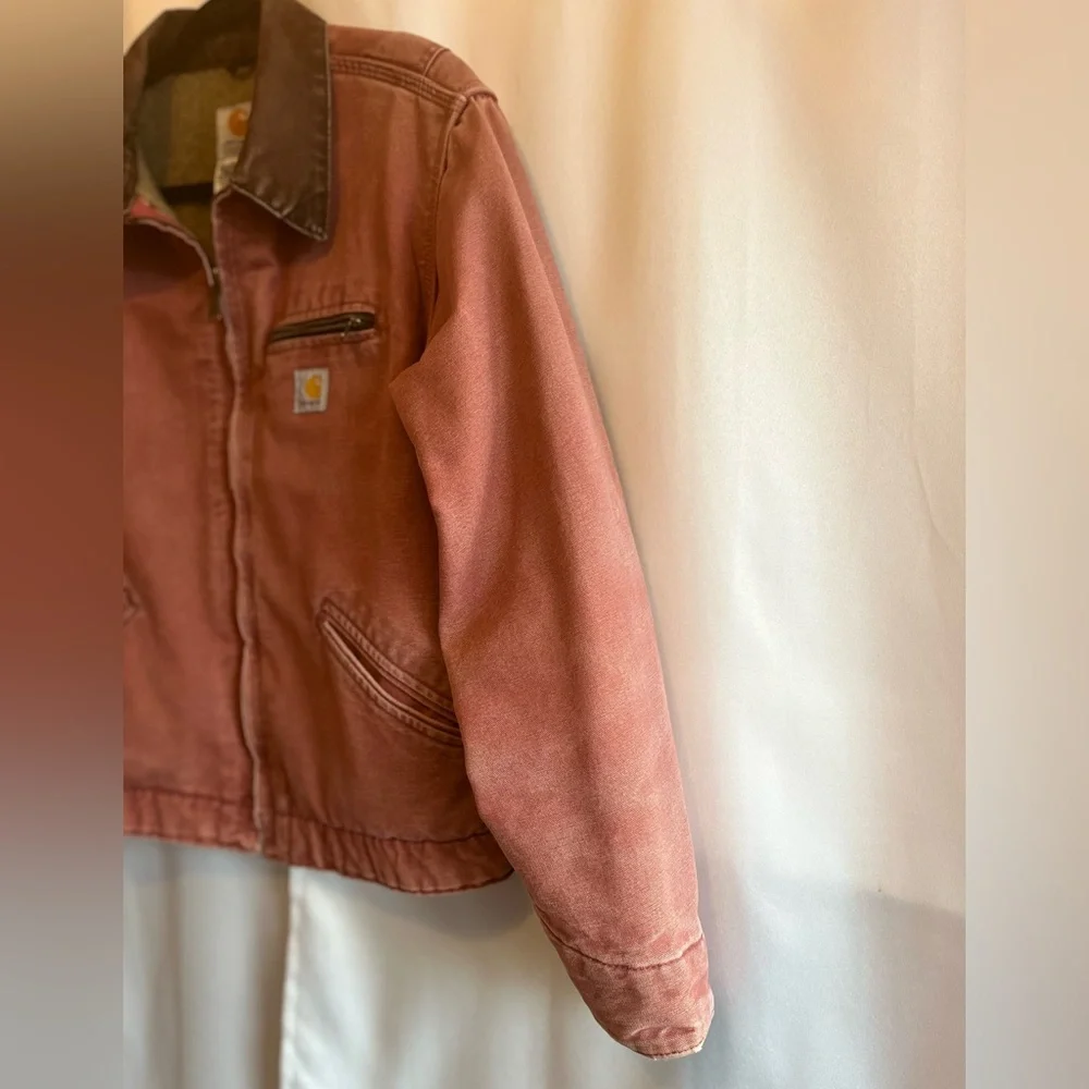 Vintage Carhartt Detroit Jacket Women’s Large/Reg Rose Rare Color WJ097 VRS - Picture 6 of 16